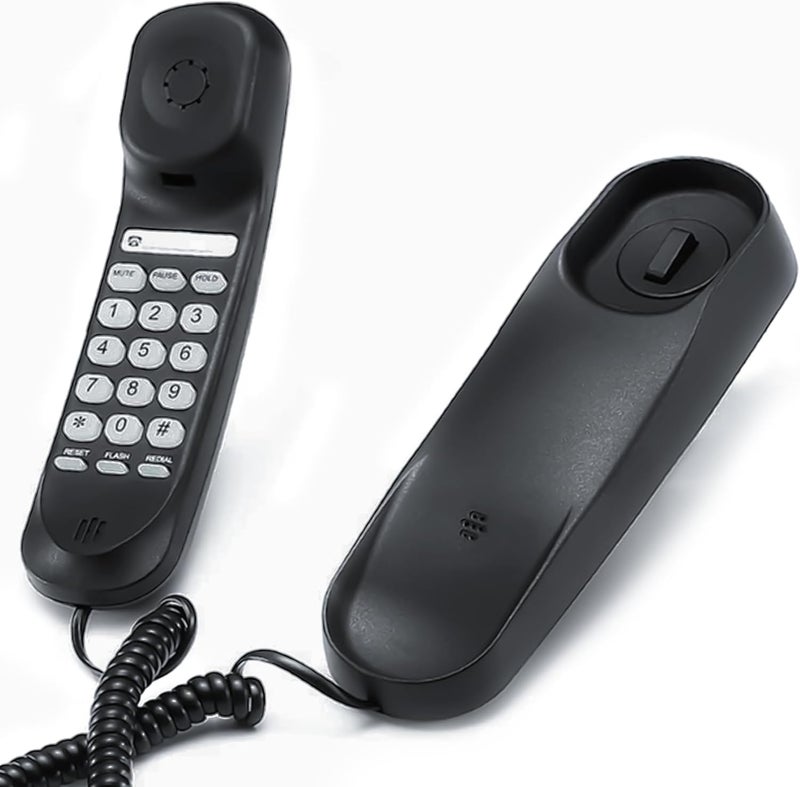 ComShion Landline Phone - Durable Corded Phone for The Office. mini Phone uses HD Sound Chips, Making The Sound Clearer. It is Suitable for Office and Home use, and More. (Black) - Image 1